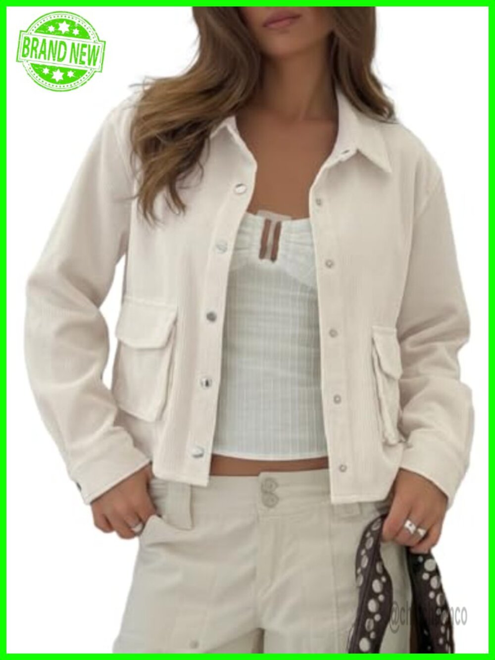Corduroy Button Down Shirt Jacket Cropped Shacket Womens Fall